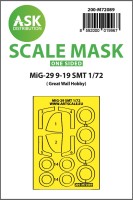 Art Scale 200-M72089 Mikoyan MiG-29 9-19 SMT wheels and canopy frame paint masks (outside only) 1/72