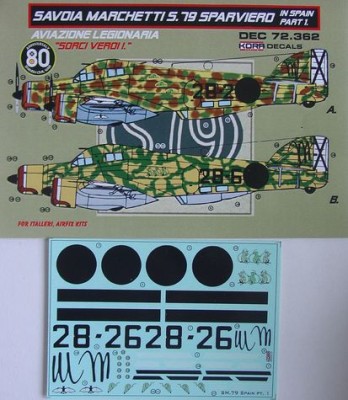 Kora Model DEC72362 SM.79 Sparviero in Spain Vol.1 декали декали 1/72