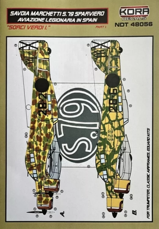 Kora Model NDT48056 Decals SM.79 Sparviero 'Sorci Verdi I.' 1/48