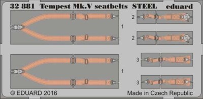 Eduard 32881 Tempest Mk.V seatbelts STEEL 1/32