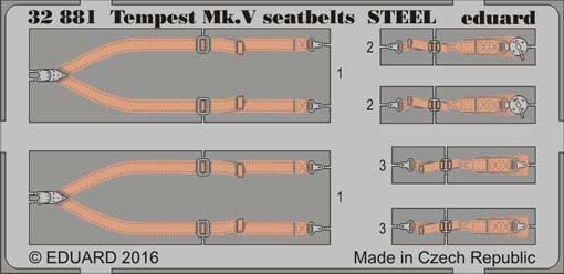 Eduard 32881 Tempest Mk.V seatbelts STEEL 1/32