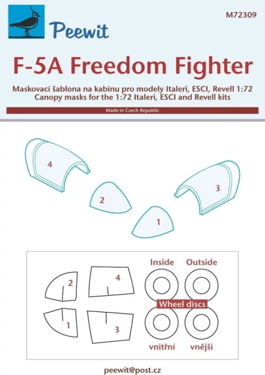 Peewit M72309 Canopy mask F-5A Freedom Fighter (ITA/REV) 1/72