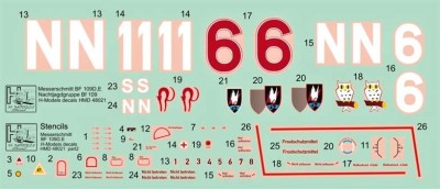 HM Decals HMD-48021 1/48 Decals Bf 109E,D Nachtjagdgrupe - Part 2