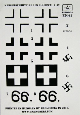 HAD 32042 Decal Messerschmitt Bf 109 G-6 1/32