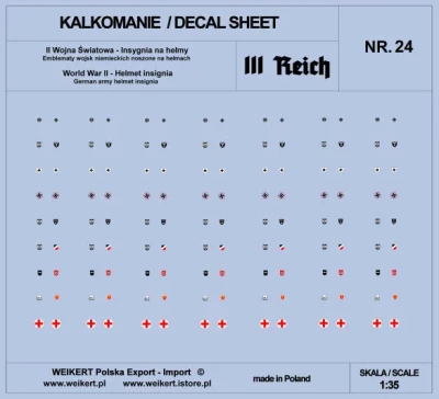 Weikert Decals 224 German Helmet Insignia WWII - III REICH 1/35