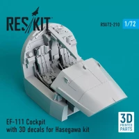 Reskit U72210 EF-111 Cockpit w/ 3D decals (HAS) 3D Printed 1/72