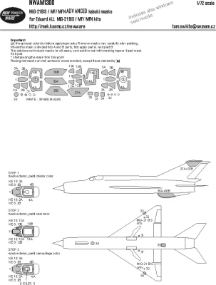 New Ware NWA-M1300 Mask MiG-21 bis/MF/MFN ADVANCED (EDUARD) 1/72