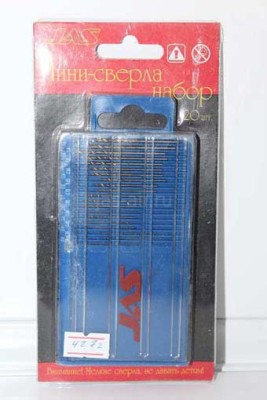 Jas 4272 Мини-сверла, диаметр 0,3 - 1,6 мм, набор, 20 шт., HSS 4241, нитрид-титановое покрытие