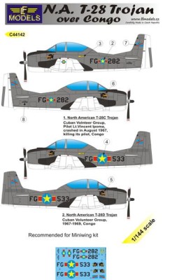 Lf Model C44142 Decals T-28 Trojan over Congo (MINIWING) 1/144