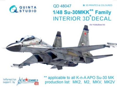 Quinta studio QD48047 Кабина Су-30МКК 1/48