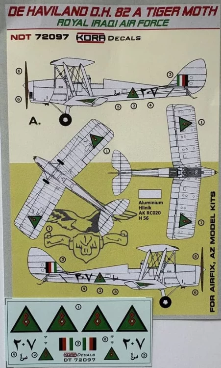 Kora Model NDT72097 Decals D.H. 82A Tiger Moth Royal Iraqi AF 1/72