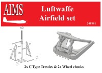 Aims AIMS24P001 Luftwaffe airfield set - 2x Type C Trestle and 2x Wheel Chocks 1/24