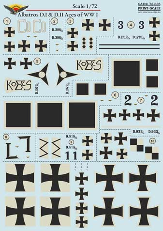 Print Scale 72-235 Albatros D.I & D.II Aces of WWI 1/72