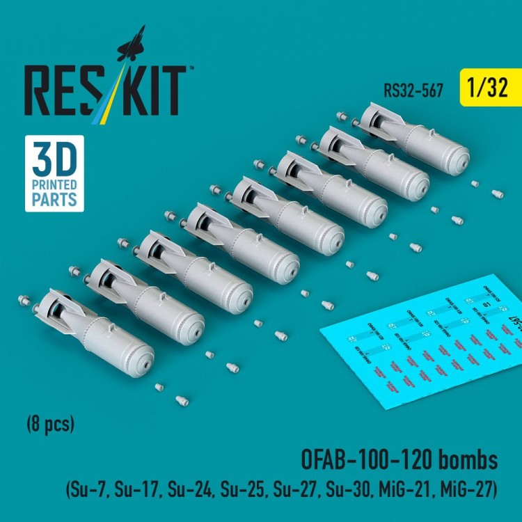 Reskit 32567 OFAB-100-120 bombs (8 pcs.) 1/32