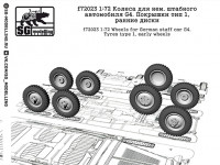 SG Modelling f72023 Колеса для нем. штабного автомобиля G4. Покрышки тип 1, ранние диски 1/72