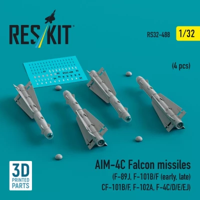 Reskit 32488 AIM-4C Falcon missiles (4 pcs.) 1/32