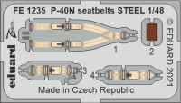 Eduard FE1235 P-40N seatbelts STEEL (ACAD) 1/48