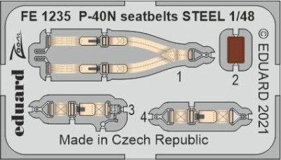 Eduard FE1235 P-40N seatbelts STEEL (ACAD) 1/48