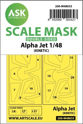 Art Scale 200-M48033 Dassault-Dornier Alpha Jet canopy frame paint masks (inside and outside) 1/48