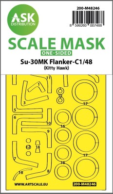 Art Scale 200-M48246 Sukhoi Su-30MK Flanker-C canopy frame paint mask (outside only) 1/48