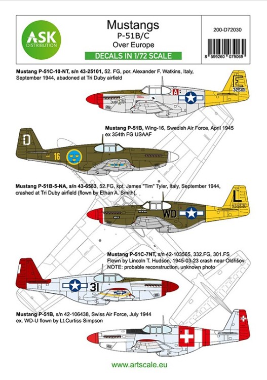 Art Scale 200-D72030 North-American P-51B/C Mustang part 1 Europe 1/72