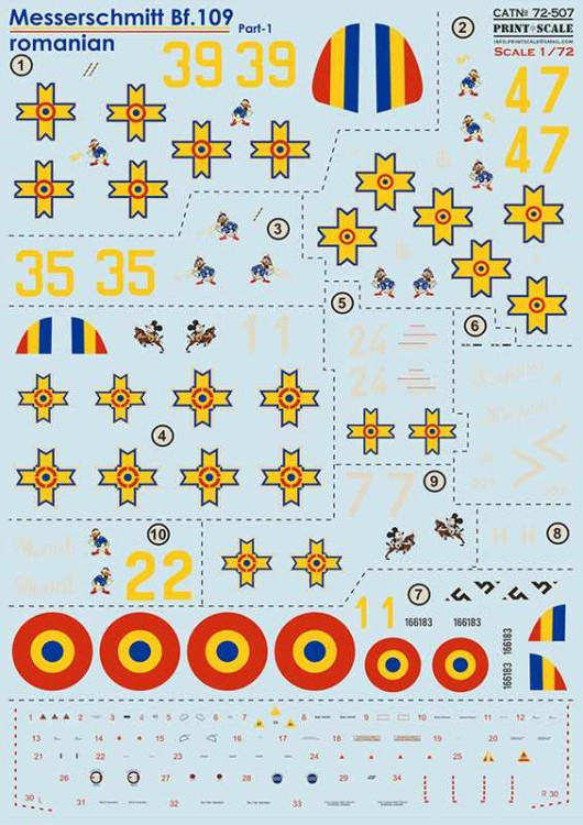 Print Scale 72507 Messerschmitt Bf-109 Roumains Part 1 1/72