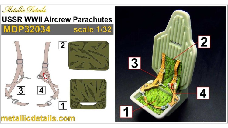 Metallic Details P32034 USSR WWII Aircrew Parachutes 1/32