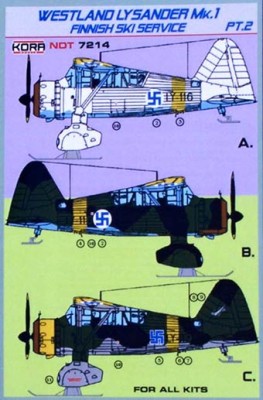Kora Model NDT72014 West.Lysander Mk.I Finnish Ski Service декали декали 1/72
