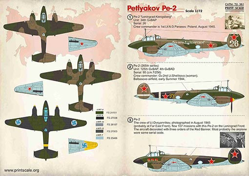Print Scale 72-361 Petlyakov Pe-2 (wet decals) 1/72