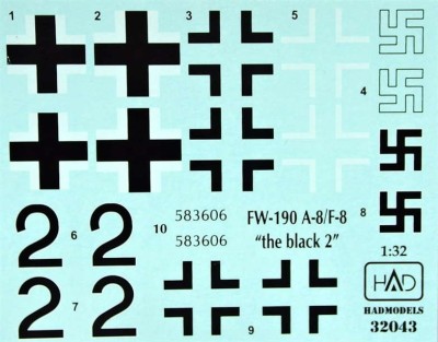 HAD 32043 Decal Fw 190 F-8/A-8 'The Black 2' 1/32