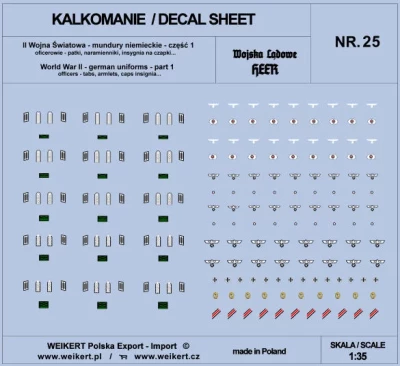 Weikert Decals 225 German Uniforms WWII - HEER (part 1) 1/35