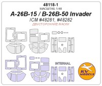 KV Models 48118-1 A-26B-15 / B-26K / A-26В / B-26B-50 Invader (ICM #48279, #48281, #48282, #48285) - (Двусторонние маски) + маски на диски и колеса ICM US 1/48
