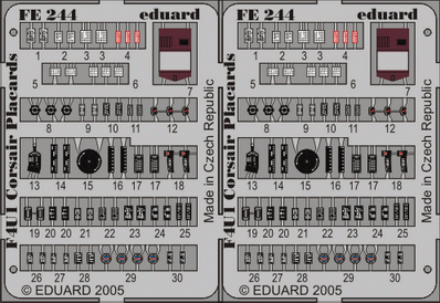 Eduard FE244 F4U-1 placards 1/48 фототравление Zoom Цветное