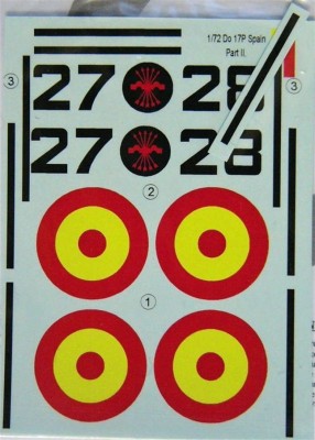 LF Model C7274 Decals Do 17P-1 over Spain Part II. (RS) 1/72