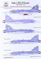HAD 48209 Decal SAAB J-39 C/D Gripen (3x HU, CZ, SE) 1/48