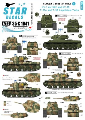 Star Decals 35-C1041 Finnish Tanks in WWII #5. KV-1 and Amphibious Tanks. [Soviet ] 1/35