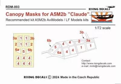 Rising Decals DM-003 Canopy mask A5M2b Claude (AVIM/LF) 1/72