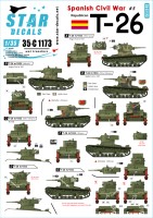 Star Decals 35-C1173 Spanish Civil War # 5. Republican Soviet T-26 tanks. T-26 m/1933 1/35