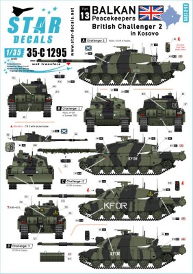 Star Decals 35-C1295 Balkan Peacekeepers # 13. British Challenger 2 in Kosovo. KFOR markings 1/35