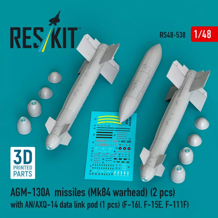 Reskit 48538 AGM-130A missiles (2 pcs.)w/ AN/AXQ-14 pod 1/48