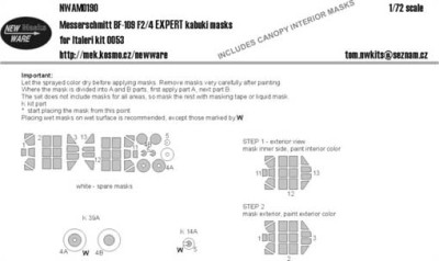 New Ware NWA-M0190 1/72 Mask Messerschmitt Bf-109F2/4 EXPERT (ITAL)
