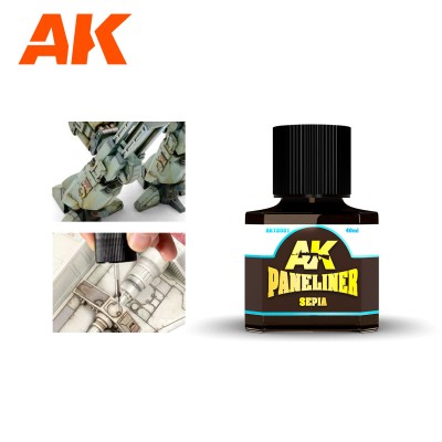 AK Interactive AK-12021 Смывка «сепия» для выделения панелей и деталей 40 мл.