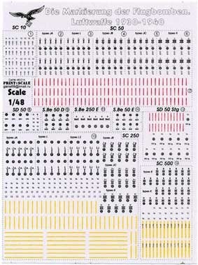 Print Scale 48-014 Маркировка авиабомб Luftwaffe 1930-1940 1/48