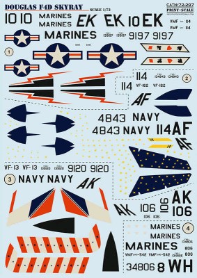 Print Scale 72-297 Douglas F4DF-6 Skyray In the complete set 2 sheets 1/72