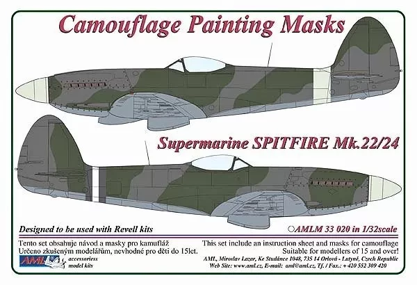 AML AMLM33020 Camouflage masks S.Spitfire Mk.22/24 1/32
