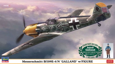Hasegawa 07500 Истребитель с фигурой Messerschmitt Bf109E-4 &quot;Galland&quot; w/Figure 1/48