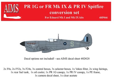 Aims AIMS48P046 Supermarine Spitfire PR.IG / IV or FR.IX - for Eduard Mk.I or Mk.IX kits (designed to be used with Eduard kits) 1/48