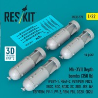 Reskit 32571 Mk-XVII Depth bombs (350 lbs) (4 pcs.) 1/32