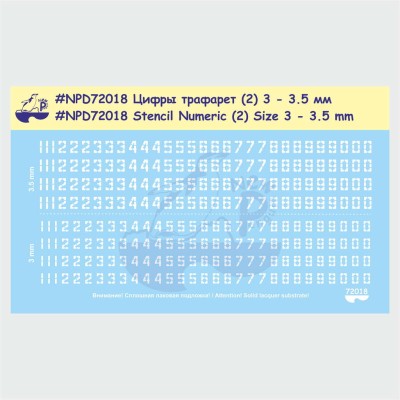 New Penguin Decals NPD72018 Цифры трафарет (2) 3 - 3.5 мм