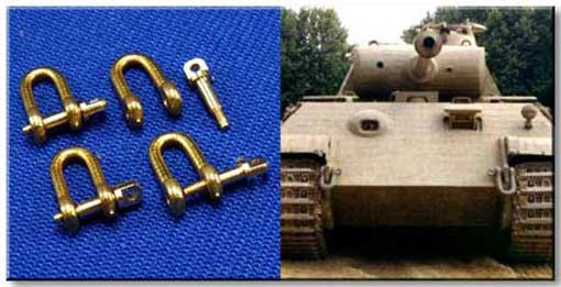 RB Model 07782144 Shackles (4 pcs) Used in different military vehicles, especially in Panther 1/35